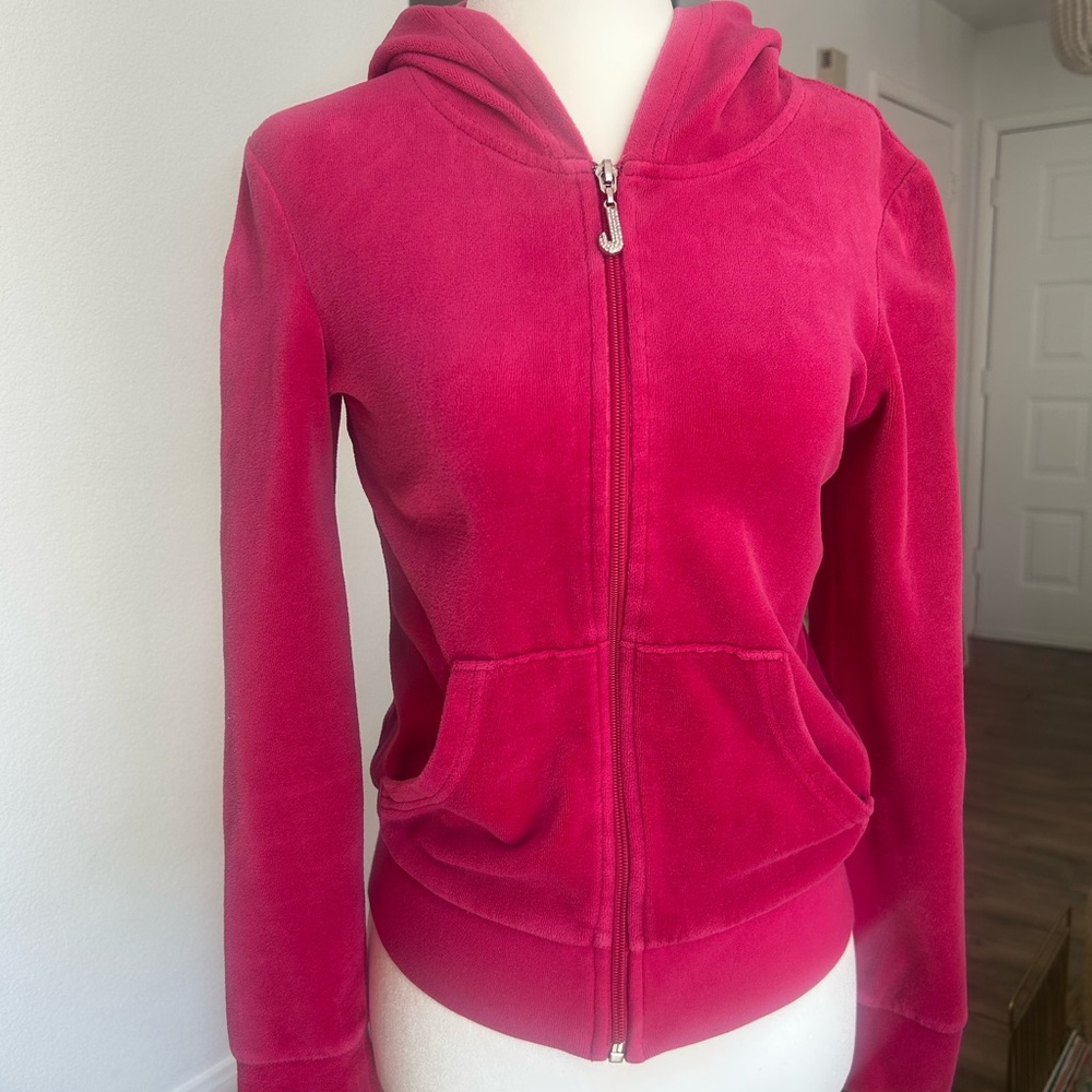 Juicy Couture Y2K Vintage Fuchsia Velour Zip Hoodie Women’s Small